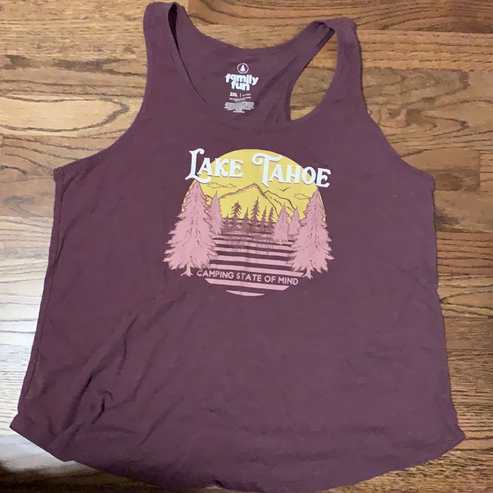 Lake Tahoe made to look vintage style junior racerback tank loose fit